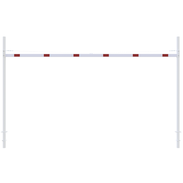 Height restriction barrier | with 2 square posts | cross tube length: 6000 mm | for casting in concrete | without barrier of aluminium tube